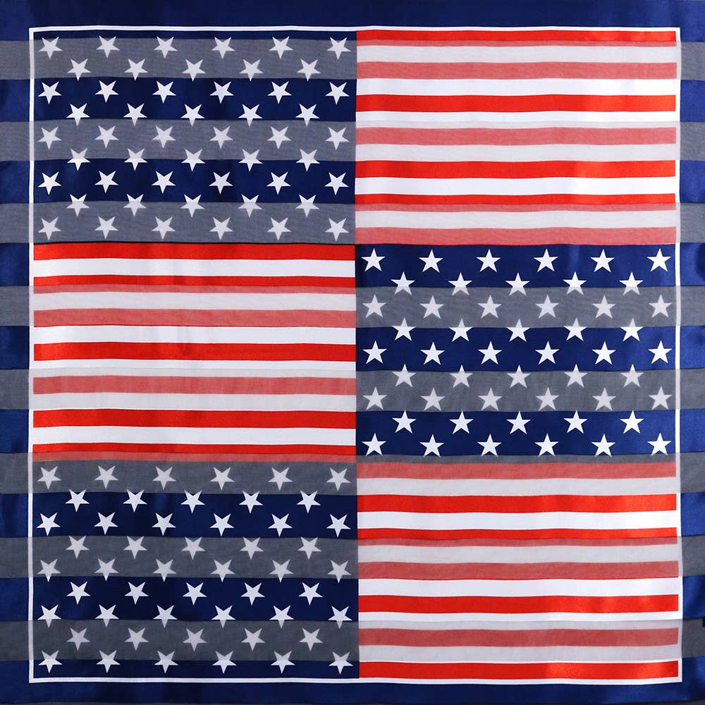 Sensibling Corp. – wholesale Scarf – Women's – Silky Satin Feel American USA Flag Print Square Scarf0