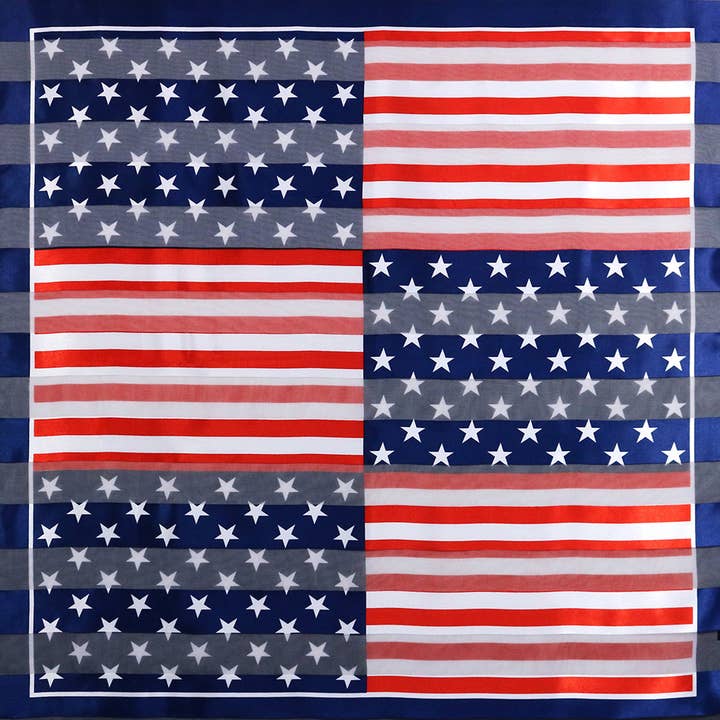 Sensibling Corp. – wholesale Scarf – Women's – Silky Satin Feel American USA Flag Print Square Scarf