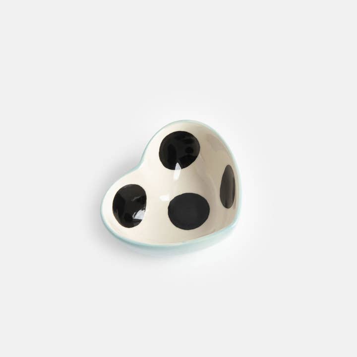 Caroline Gardner – wholesale Decorative plate/dish/bowl – Blue/Mono Dots Heart Shape Trinket Bowl1