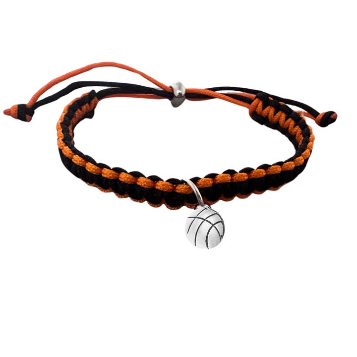 Sportybella - Wholesale Charm/Dangle Bracelet - Basketball Multi Colored Charm Rope Bracelet - Pick Color
