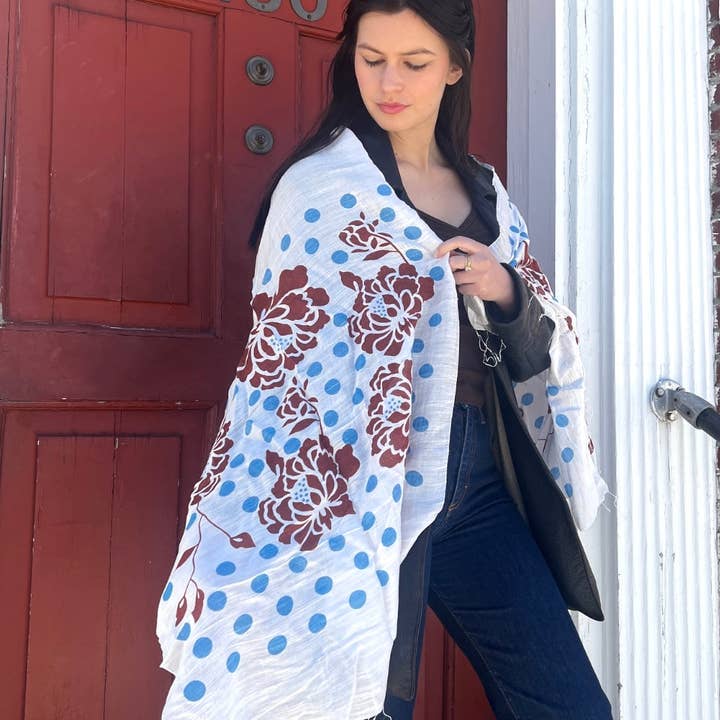 Wooven - Wholesale Scarf - Women's - Screen Printed Silk Blend Scarves in 13 colors and patterns, hand printed in Vietnam6