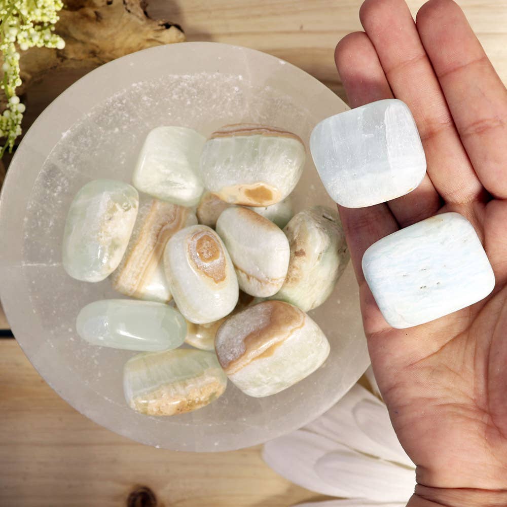 Natures Artifacts Inc - Wholesale Spiritual Stone/Crystal - 1 lb. Caribbean Blue Calcite Tumbled Stones3