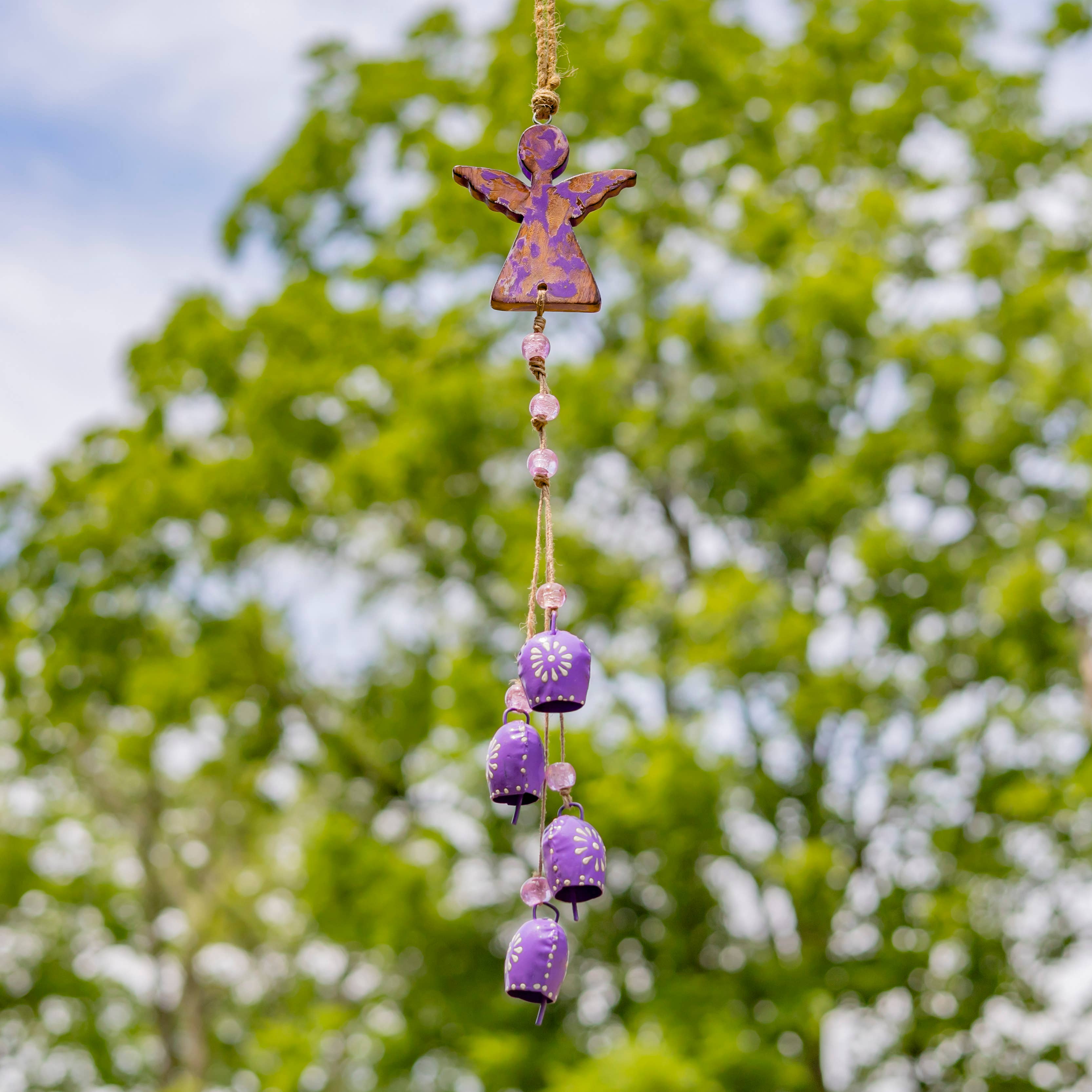 Zaer Ltd. International - Wholesale Wind Chime - 6 Assorted Color Angel Wind Chimes with Dangling Bells2