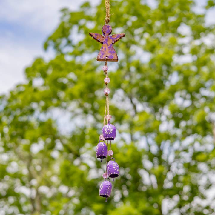 Zaer Ltd. International - Wholesale Wind Chime - 6 Assorted Color Angel Wind Chimes with Dangling Bells2