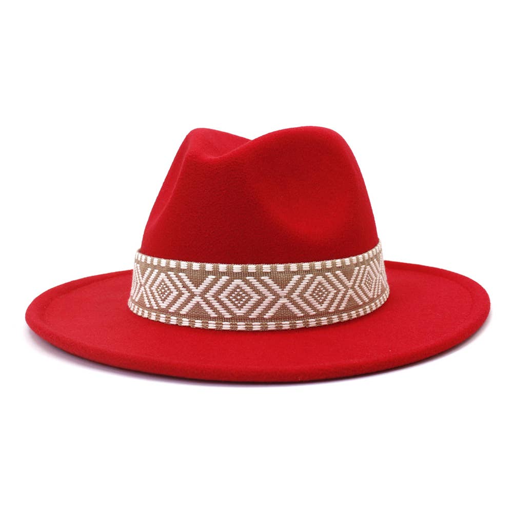 Suzie Q USA - Wholesale Fedora - Women's - Aztec Belt Retro Flat Fedora Hat4