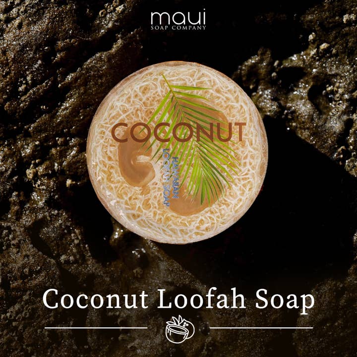 Maui Soap Co. - Wholesale Bar Soap - Coconut Sea Salt & Kukui Exfoliating Loofah Soap 4.75oz3