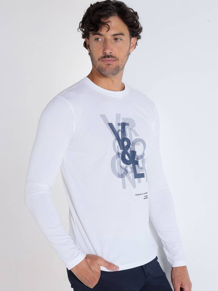 V&LUCCHINO - Langærmet t-shirt med gennemsigtigt print for engroshandel hos PAUSANT SHOP ONLINE