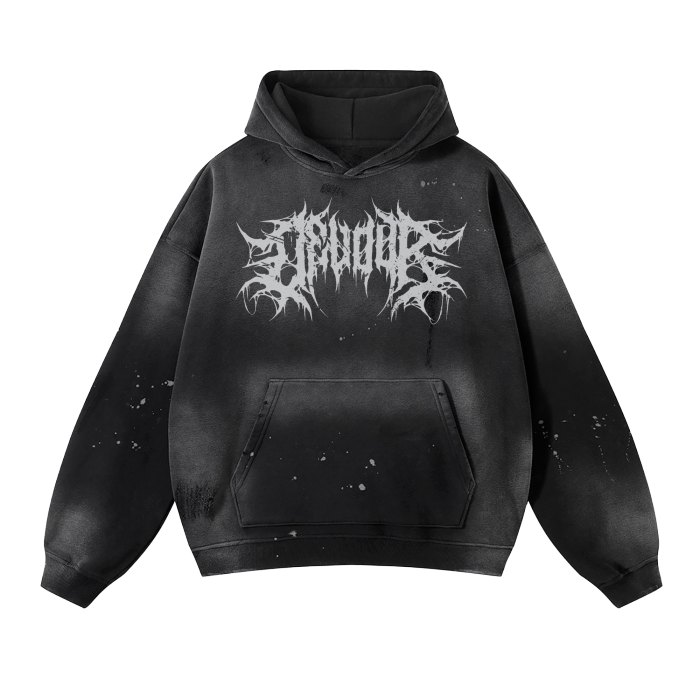 Zwart Verslind Grunge Cerberus Verontruste Hoodie voor groothandel op Faire0