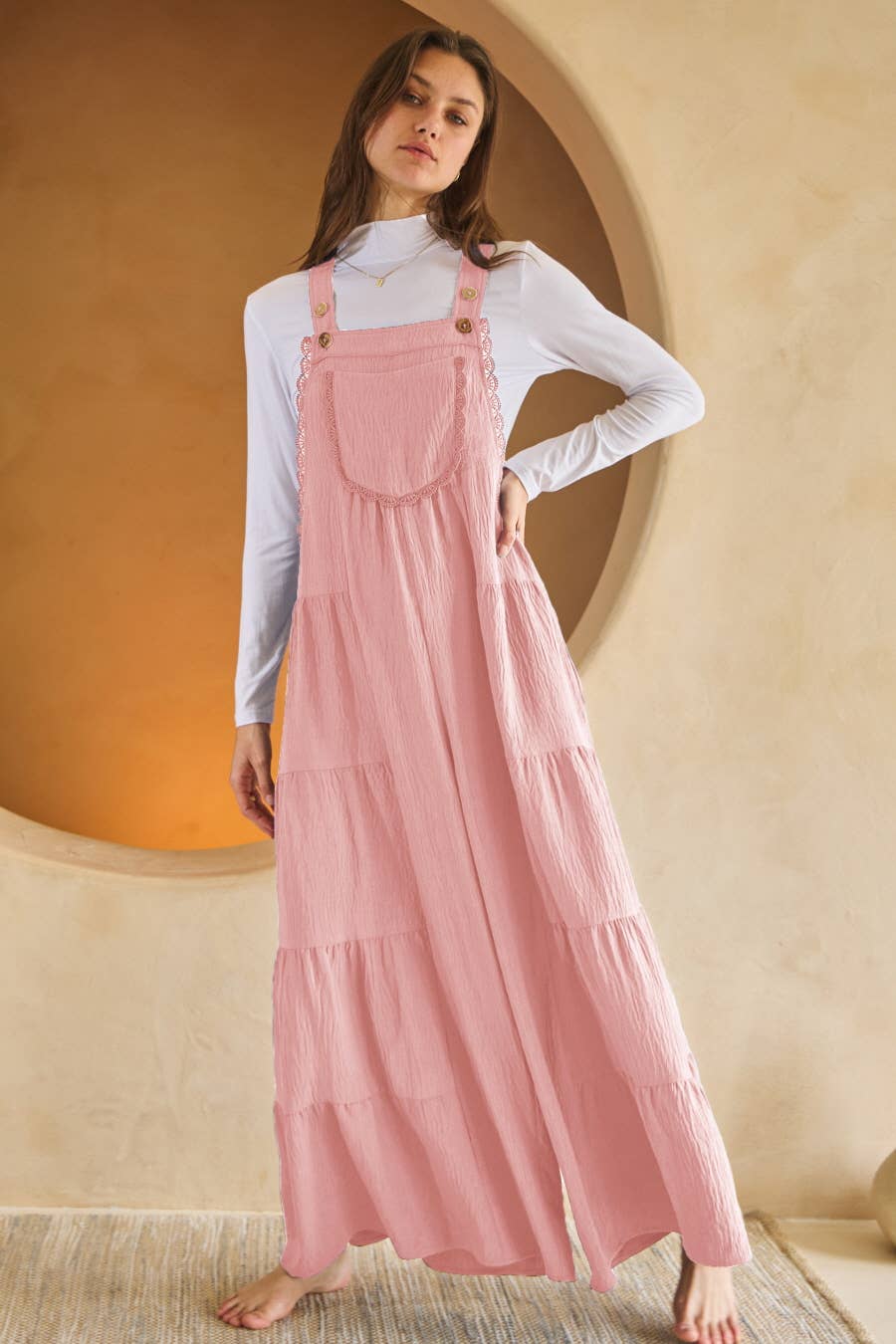 Oddi - Wholesale Jumpsuit - Women's - Solid Airflow Tired Wide Leg Overall Jumpsuit3