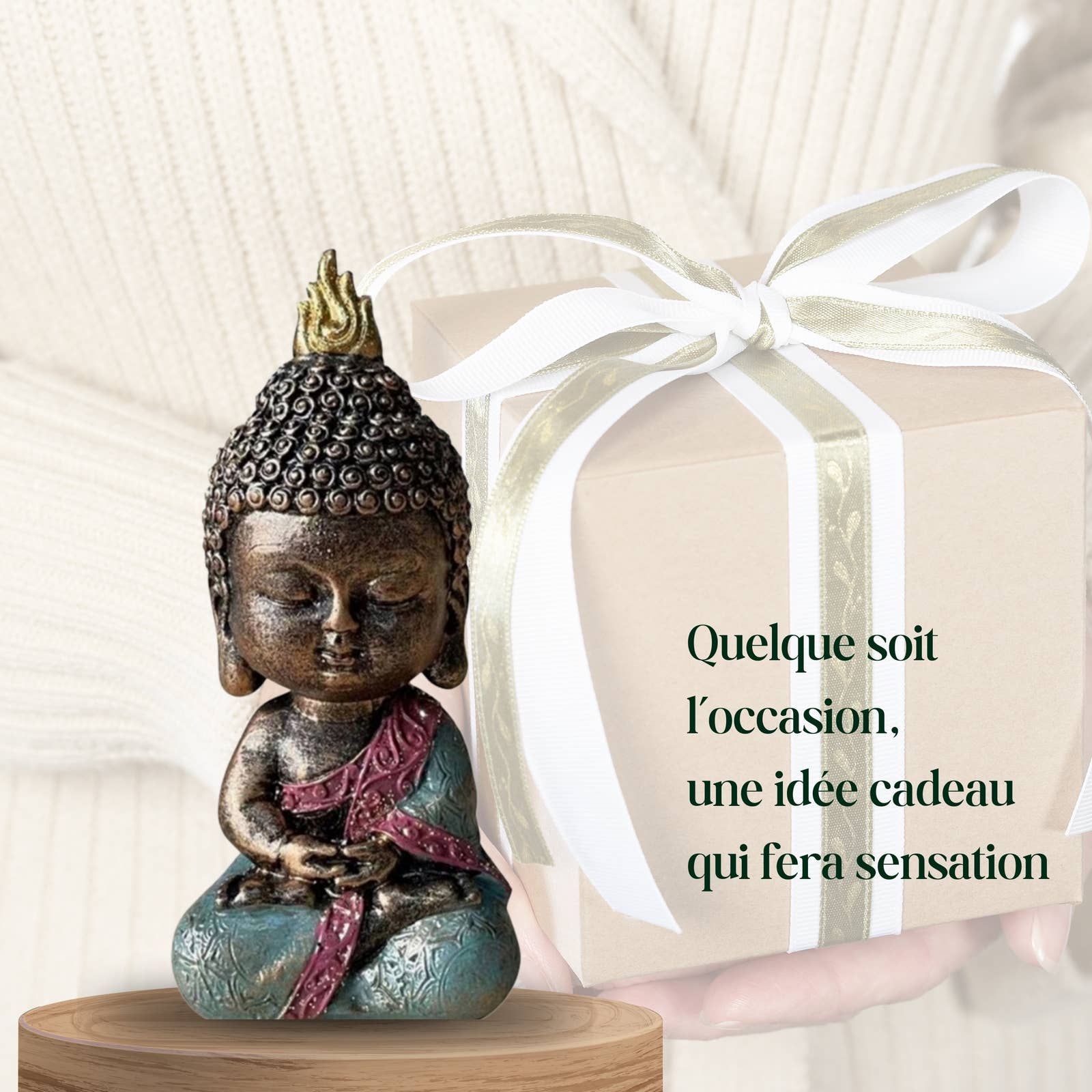 Zen'Arôme - Wholesale Decorative Figurine - Baby Buddha Statuette - Feng Shui Decoration and Zen Gift2
