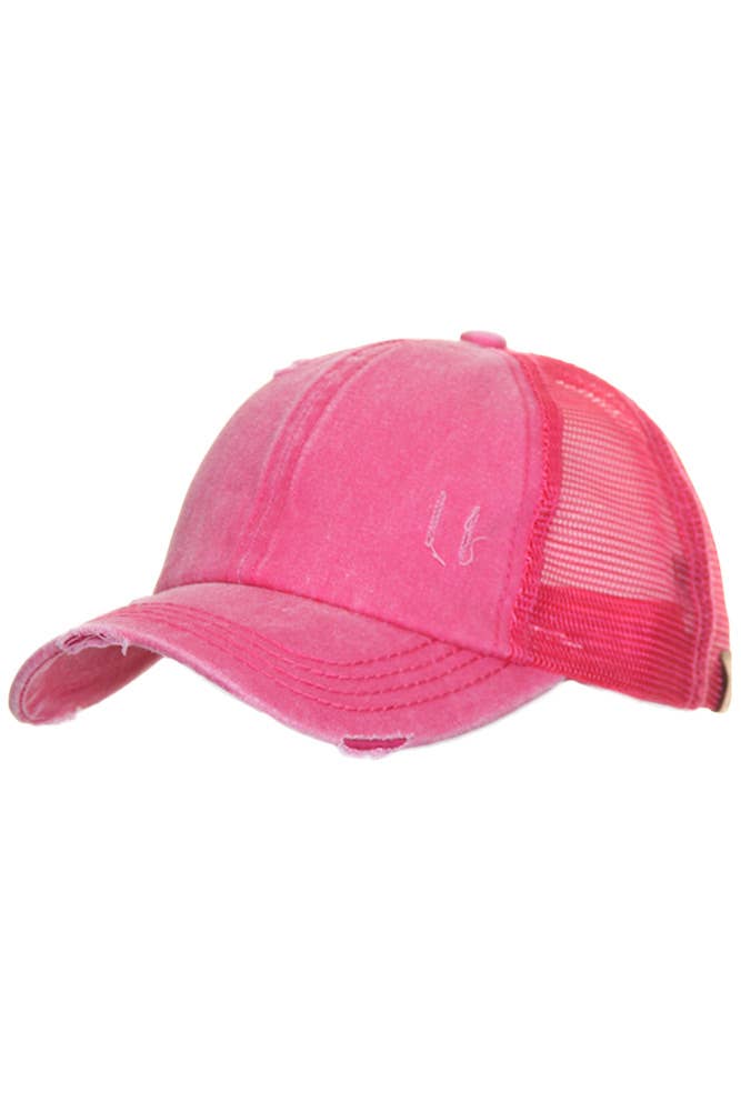 Hana - Wholesale Ponytail Cap - Women's - CC Distressed Ponytail Messy Bun Cap5