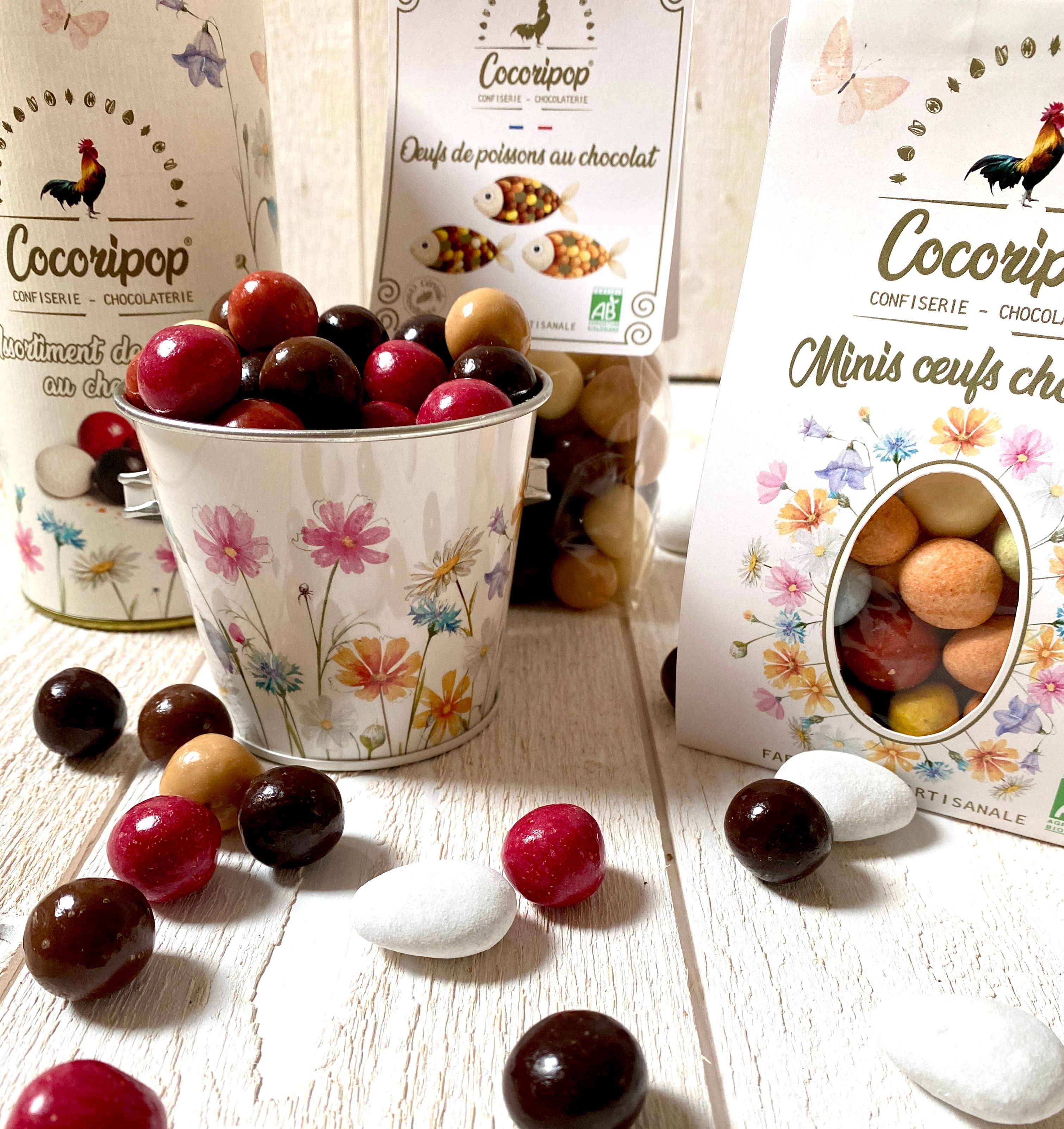 Cocoripop - Wholesale Chocolate Covered Sweets - Small Metal Bucket "Chocolate Treasures" (Easter)6