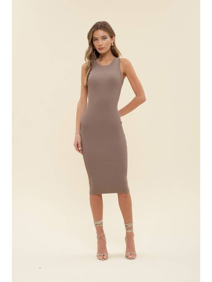 The Workshop Studio – Engroshandel Kjole - Dame – RIBSTRIKKET TANK MIDIKJOLE8