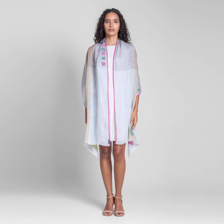 Cachecol de Linho Tecido à Mão Quiet Spectrum por atacado de SADHU HANDMADE NATURALS