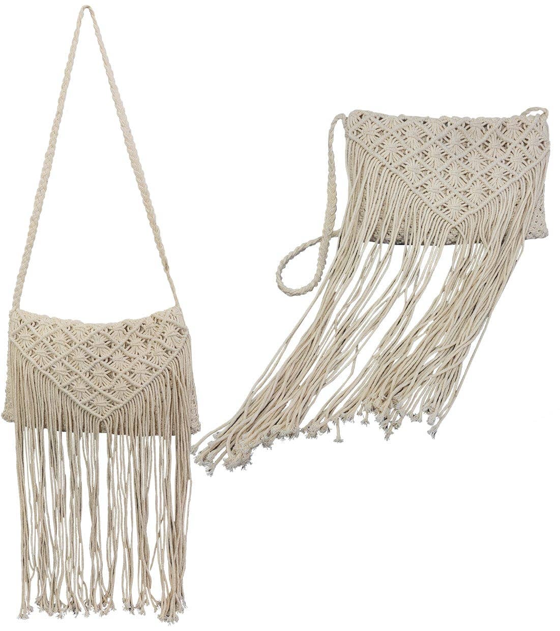 Magid – Großhandel Umhängetasche - Damen – Magid Natürliche Baumwolle Makramee Fransen Umhängetasche3