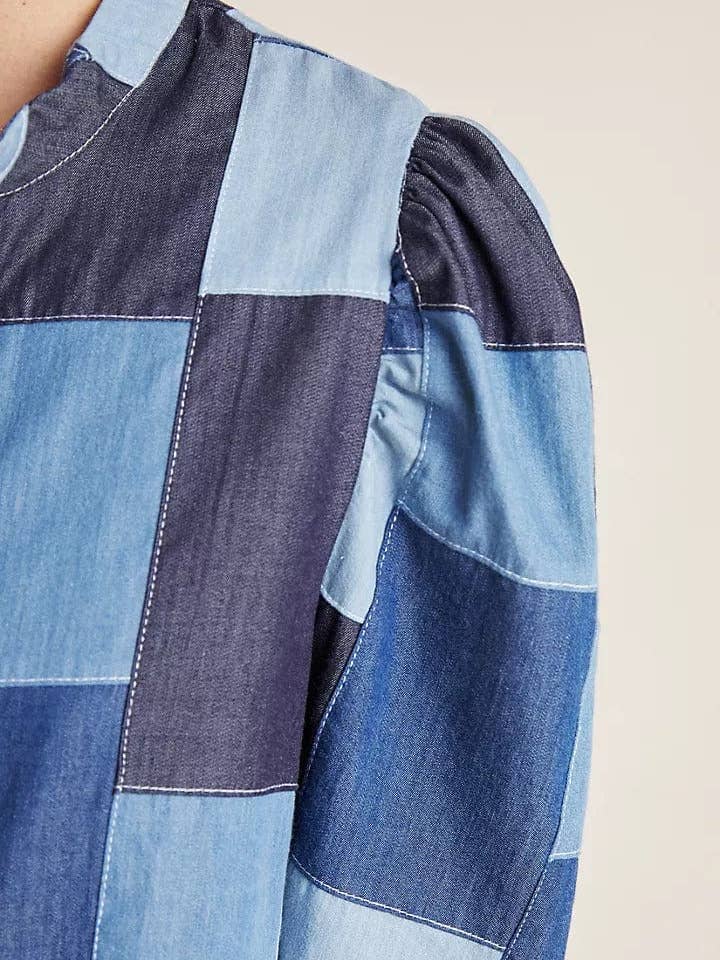 Buttondown Western Style - Denim Patchwork for wholesale on Faire2