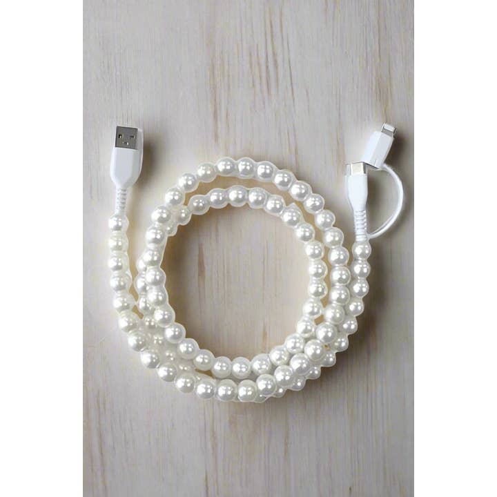 Nash Grey - Wholesale Portable Charger - White Pearl Cord Phone Charger