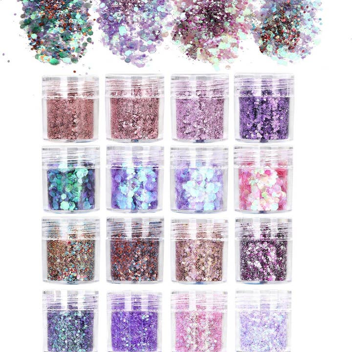 THE HAPPY POST COMPANY - Wholesale Body Glitter/Shimmer - 16 Glitters Eco Friendly Pack