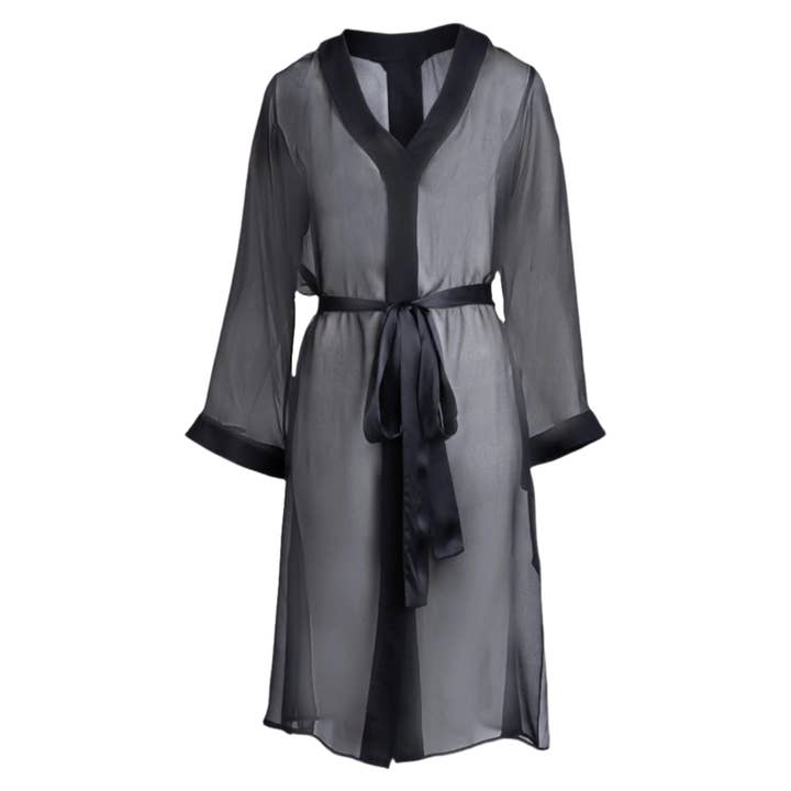donna silk chiffon nightdress in noire for wholesale by je mérite, i deserve