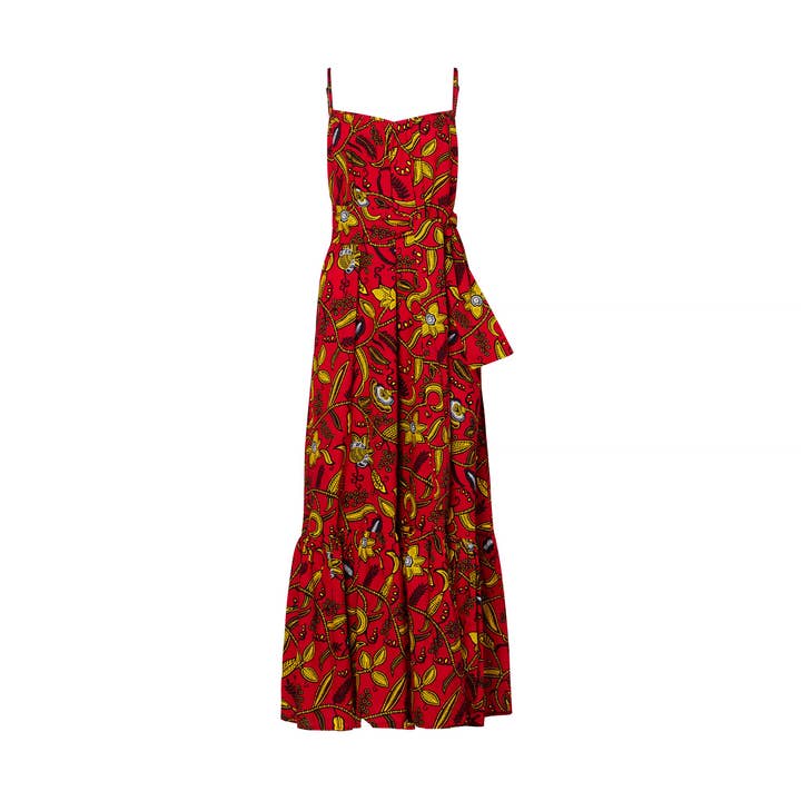 Maxi Dress - Red Floral Design for wholesale by Royal Priesthood