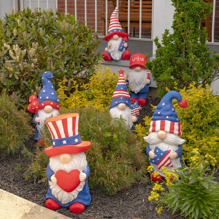 Zaer Ltd. International - Wholesale Garden Gnome - "Americanos" American Garden Gnomes- 6PC/Set