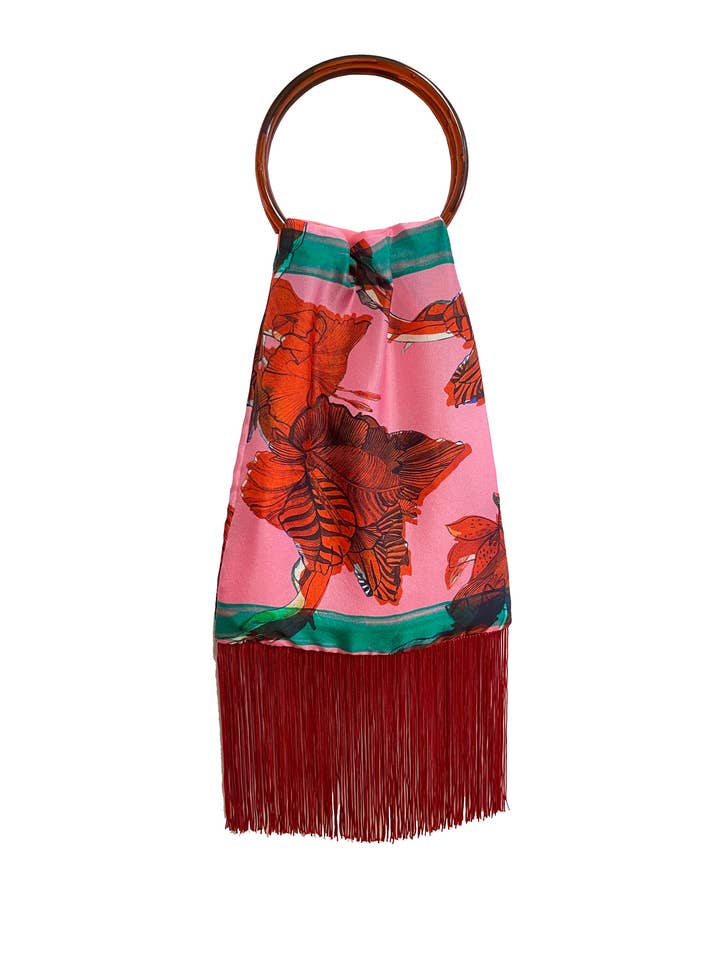 Small Silk Fringe Bag AR Pink for wholesale by Eleni Malami
