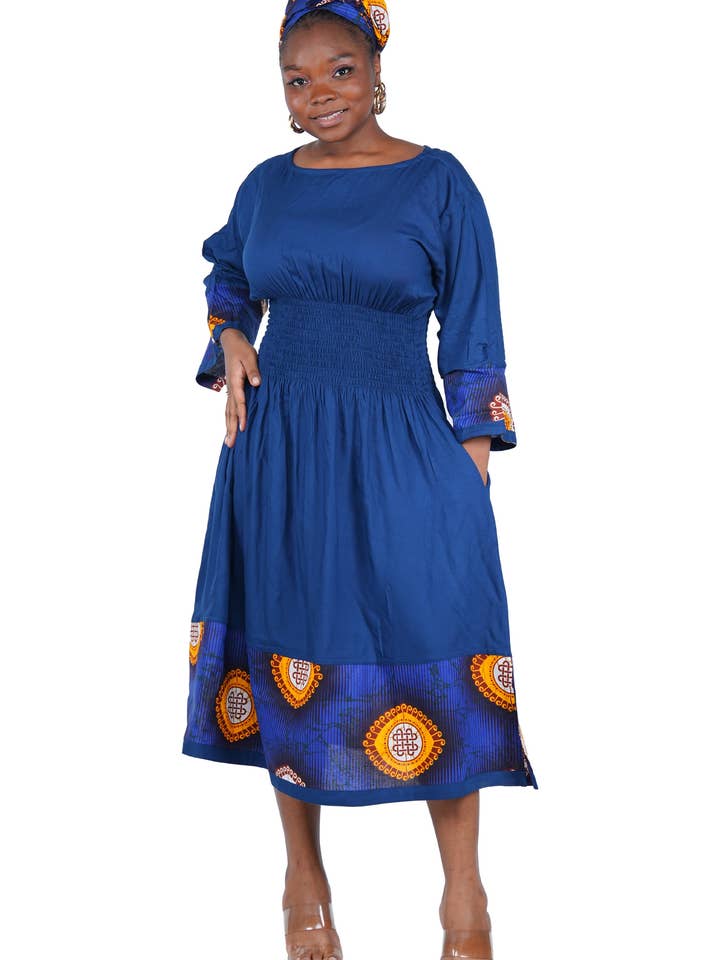African Trim Midi Dress for wholesale by Satsuma Wholesale