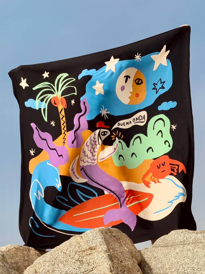 Maxi paréo BONNE VIBE pour la vente par STUDIO ARDE