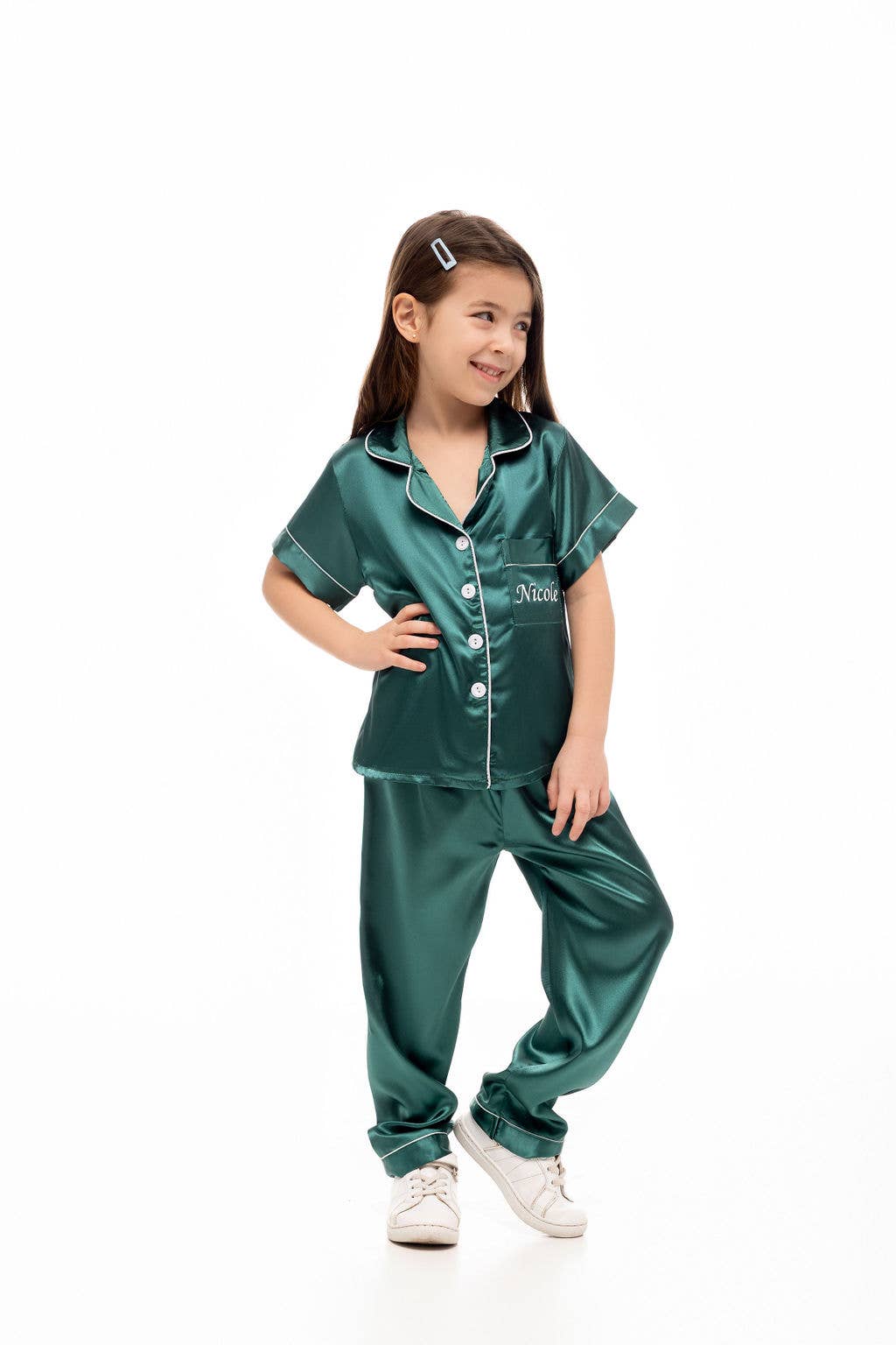 Sisters G Kids - Wholesale Sleepwear Set - Kids - Kids Satin Pajamas Short Sleeves + Pants 8