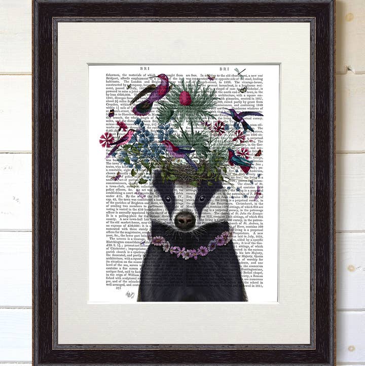 FabFunky Ltd - Wholesale Art Print - Badger Birdkeeper Book Print / Art Print / Wall Art4