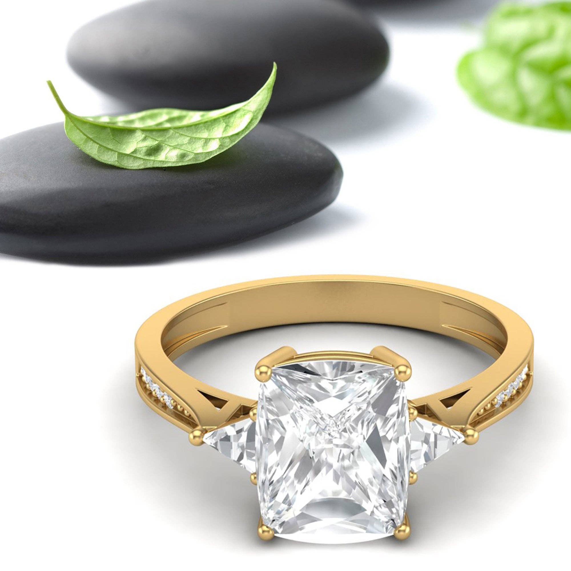 White 925 Sterling Silver 9x7MM Cushion Shape Moissanite Three Stone Women Promise Ring for wholesale on Faire7