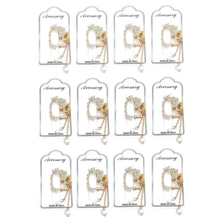 Diacly - Wholesale Hair Pin - 12pk Kitty Face Cat Bow Rhinestone Hair Clip1