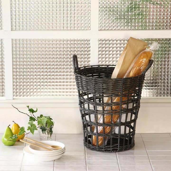 Re-purposed Plastic Utility Handle Round Basket for wholesale by Time Concept
