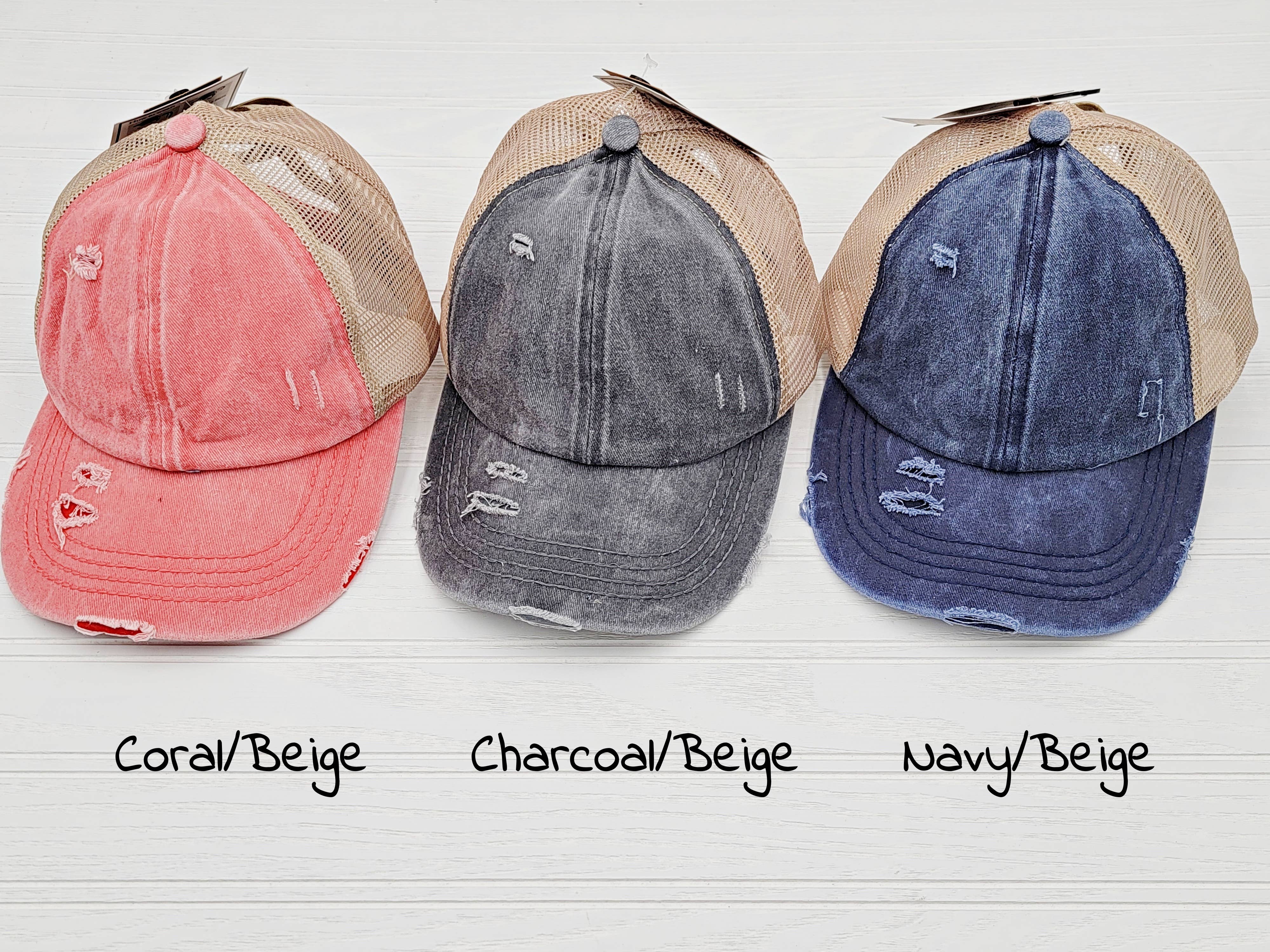 Treasure Bank - Wholesale Ponytail Cap - Women's - C.C Washed Denim, Mesh Back  with Crossed Band for Ponytail2