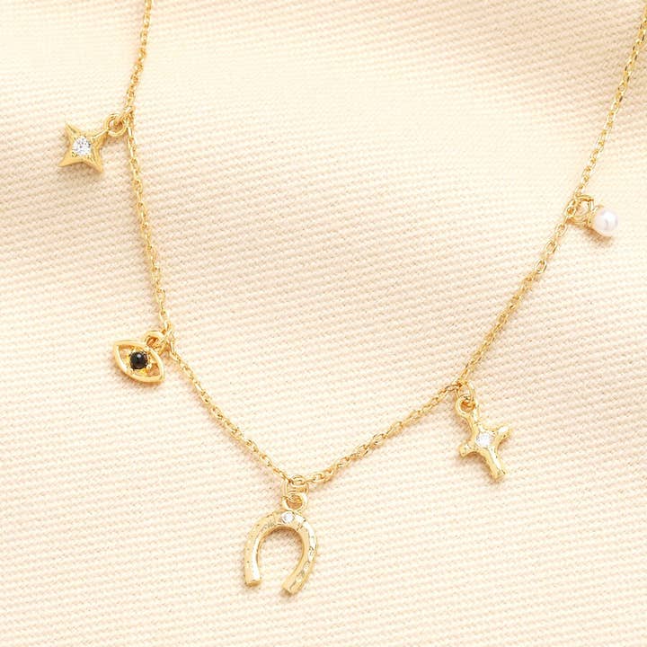 Luck Charms Pendant Necklace in Gold for wholesale by Lisa Angel
