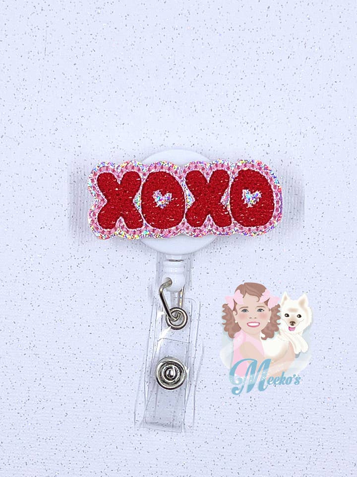Bobina retrattile per badge da infermiera Valentine Hugs & Kisses per la vendita all'ingrosso da parte di Meeko’s Must Haves