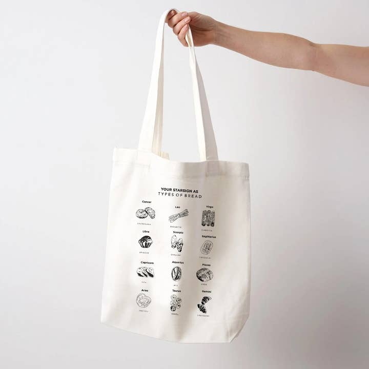 SHOPPING TOTE — YOUR STAR SIGN AS TYPES OF BREAD for wholesale by Big Bite Studios