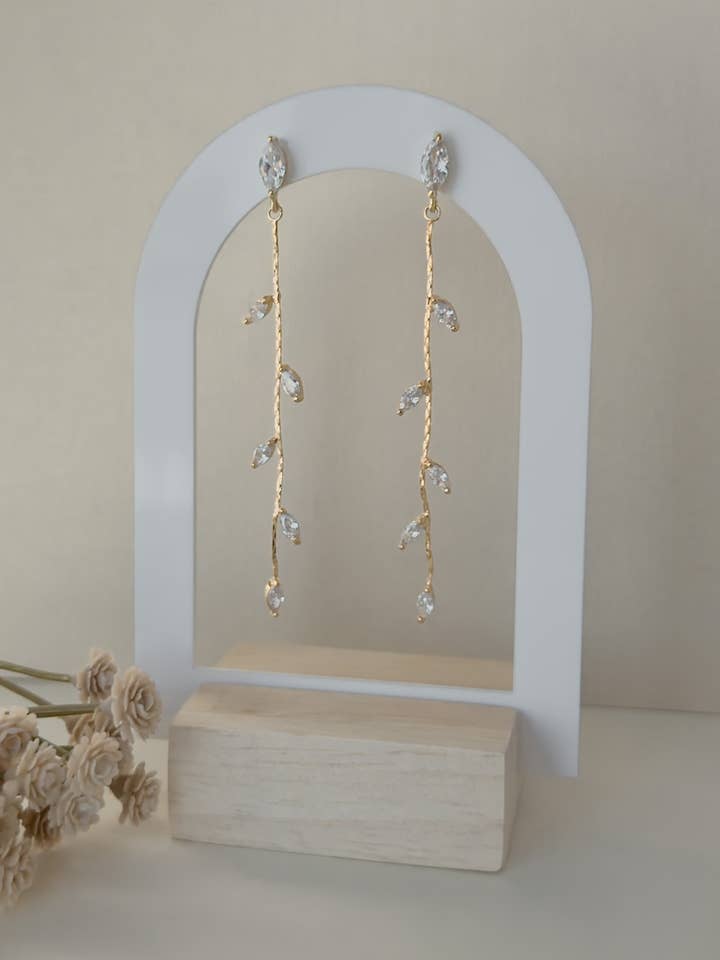 Lydia Earrings - Gold Wedding Jewelry for wholesale by Clay & Fern Co.