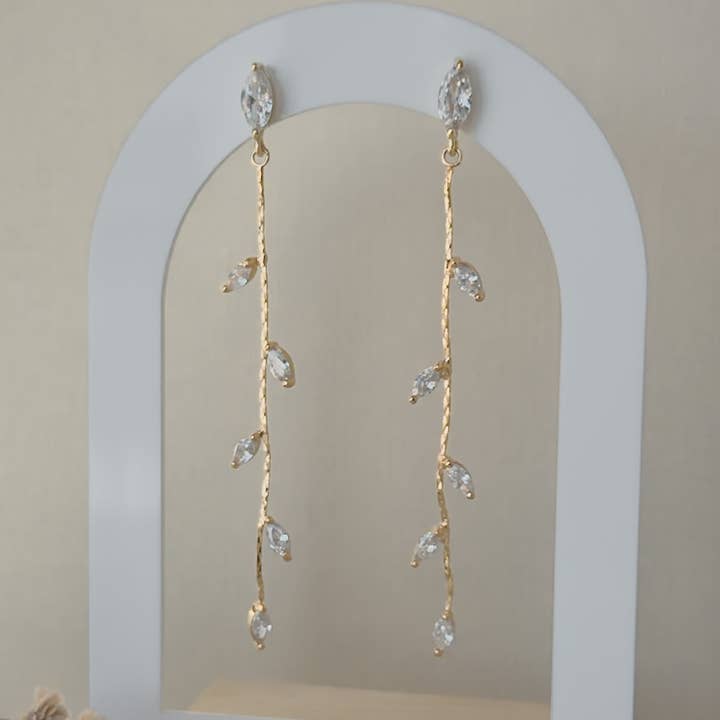 Lydia Earrings - Gold Wedding Jewelry for wholesale by Clay & Fern Co.