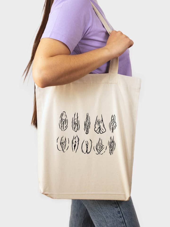 Bolsa tote de algodón orgánico con diseño natural de vulvas para venta al por mayor de Moment