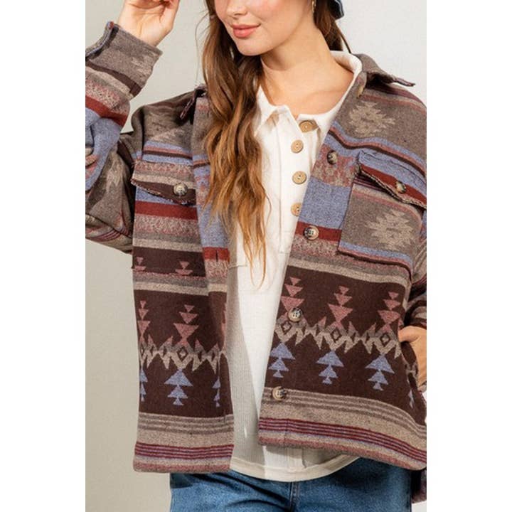 Aztec pattern collared casual jacket for wholesale by Clothing of America