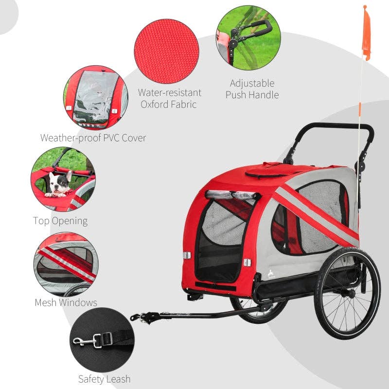 Furr-Baby Gifts - Wholesale Pet Carrier - Cat/Dog - 2-In-1 Pet Bike Trailer Stroller18