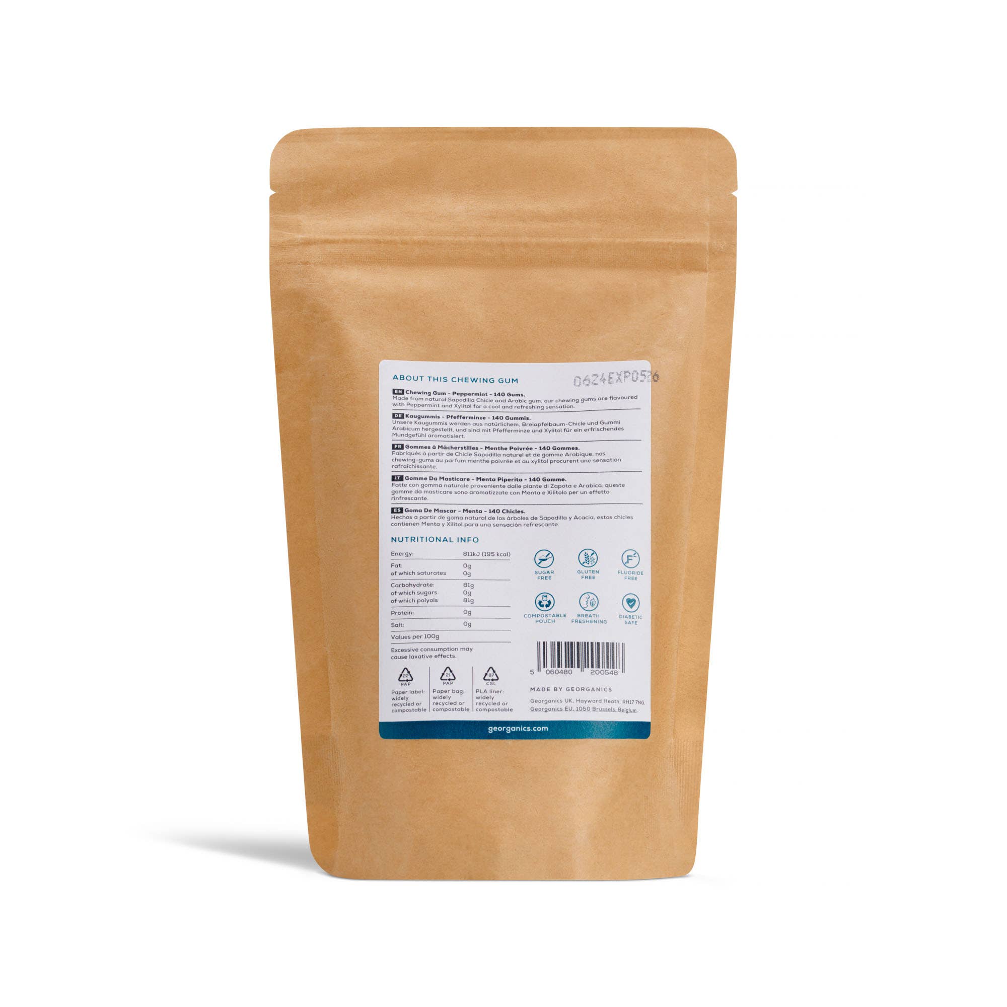 Georganics – Pastilha elástica por atacado – Recarga de Chiclete Georganics com 140 unidades1