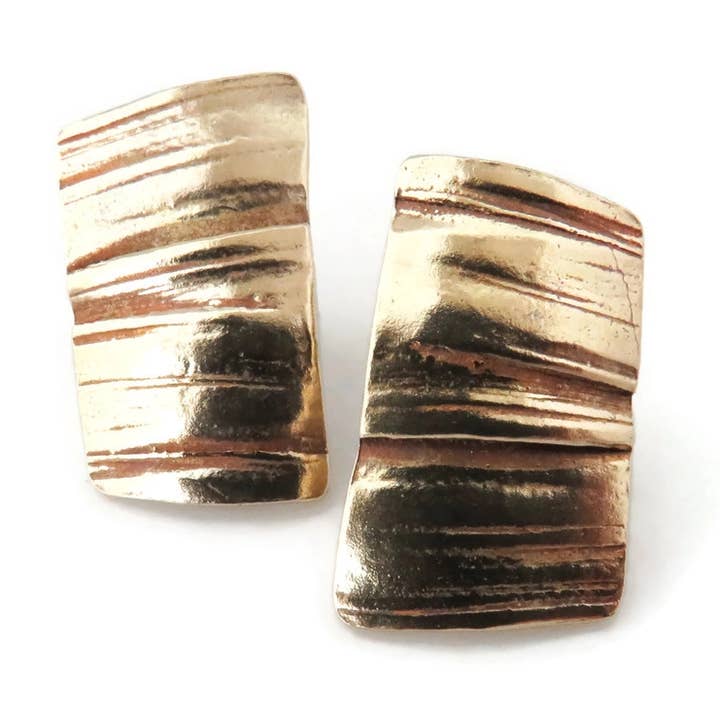 Organic Bronze Stud Earrings, Modern Bronze Jewelry for wholesale by Kimya Joyas