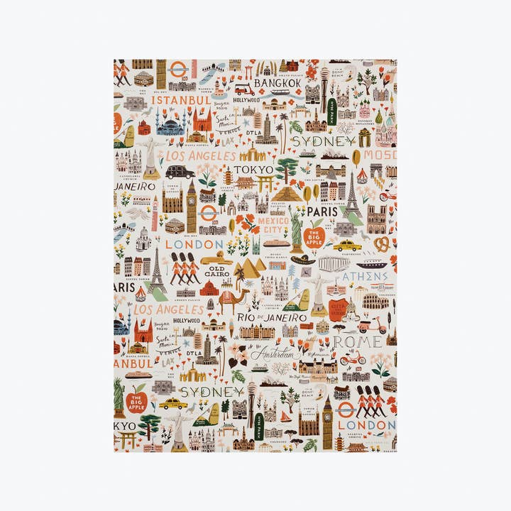Rifle Paper Co. - Wholesale Flat Wrap - Bon Voyage Wrapping Sheet (Single Sheet)1