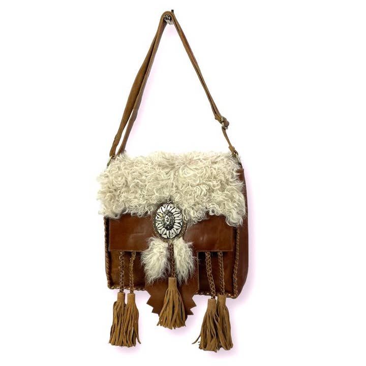 Exclusive Handmade Leather Bag with Sheep and Long Handle for wholesale by Chenson & Gorett