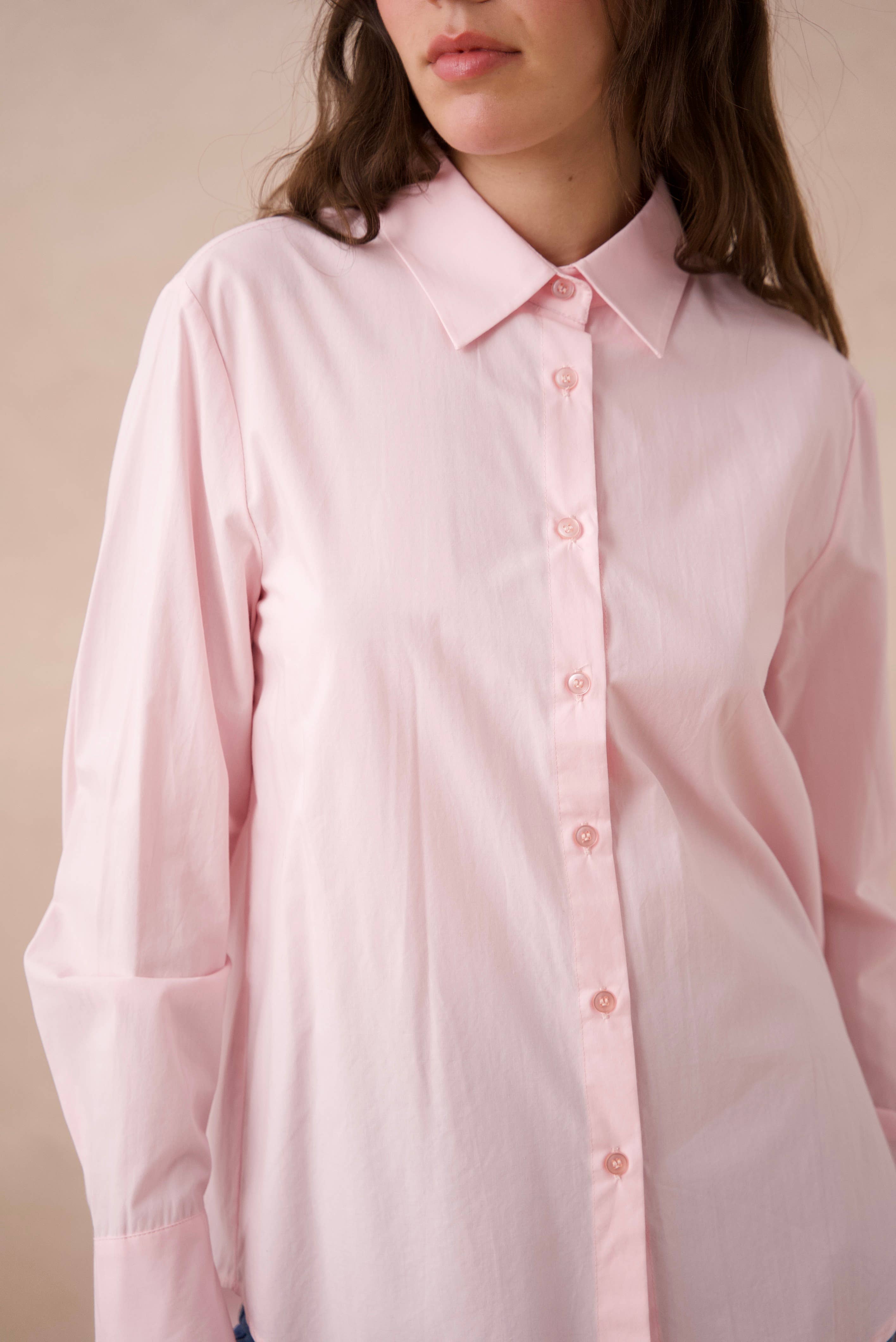 Attentif Paris - Wholesale Button Down Shirt - Women's - Plain cotton shirt with lapel collar12