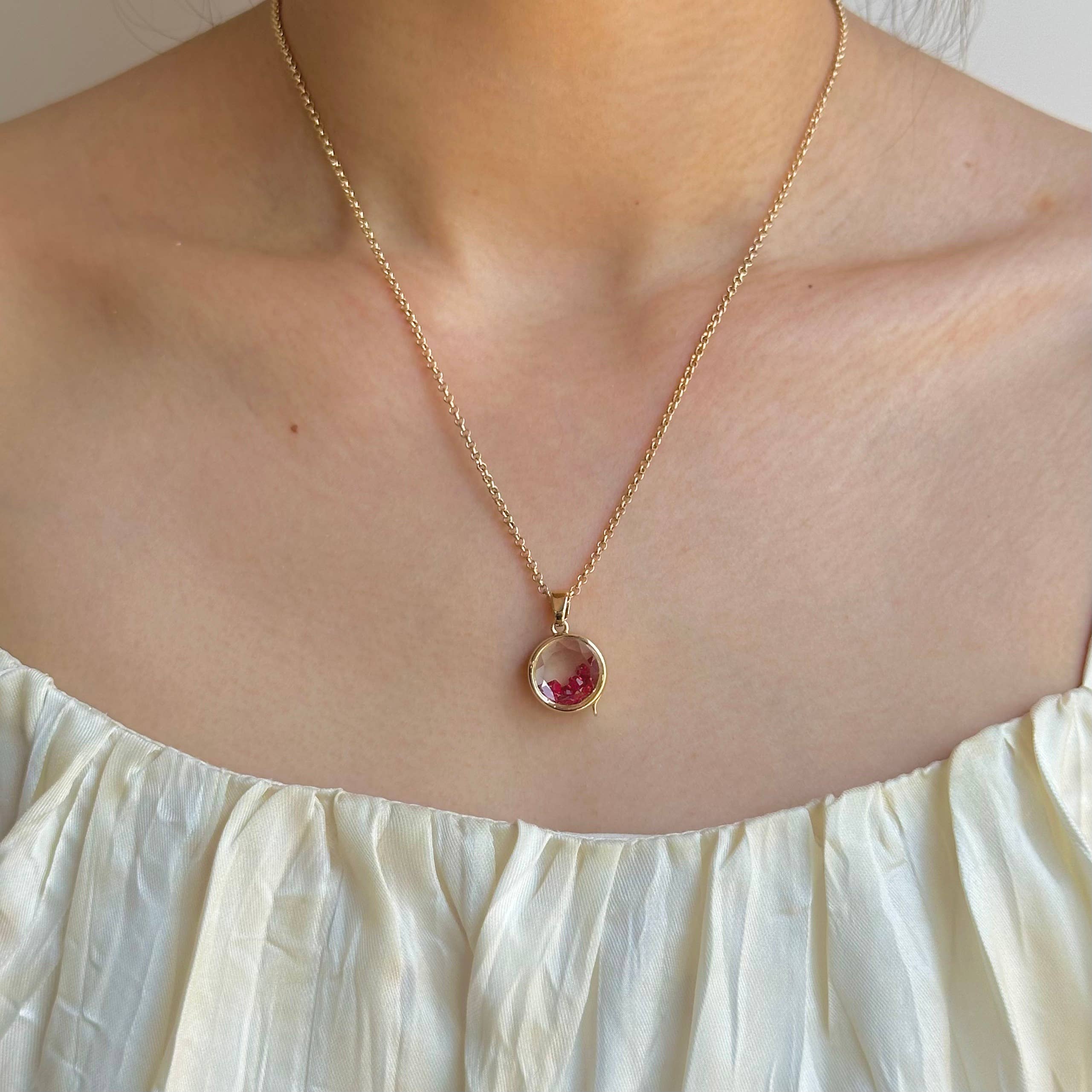 Verdivine – wholesale Locket necklace – Personalized Crystal Bead Mini Round Locket Necklace6