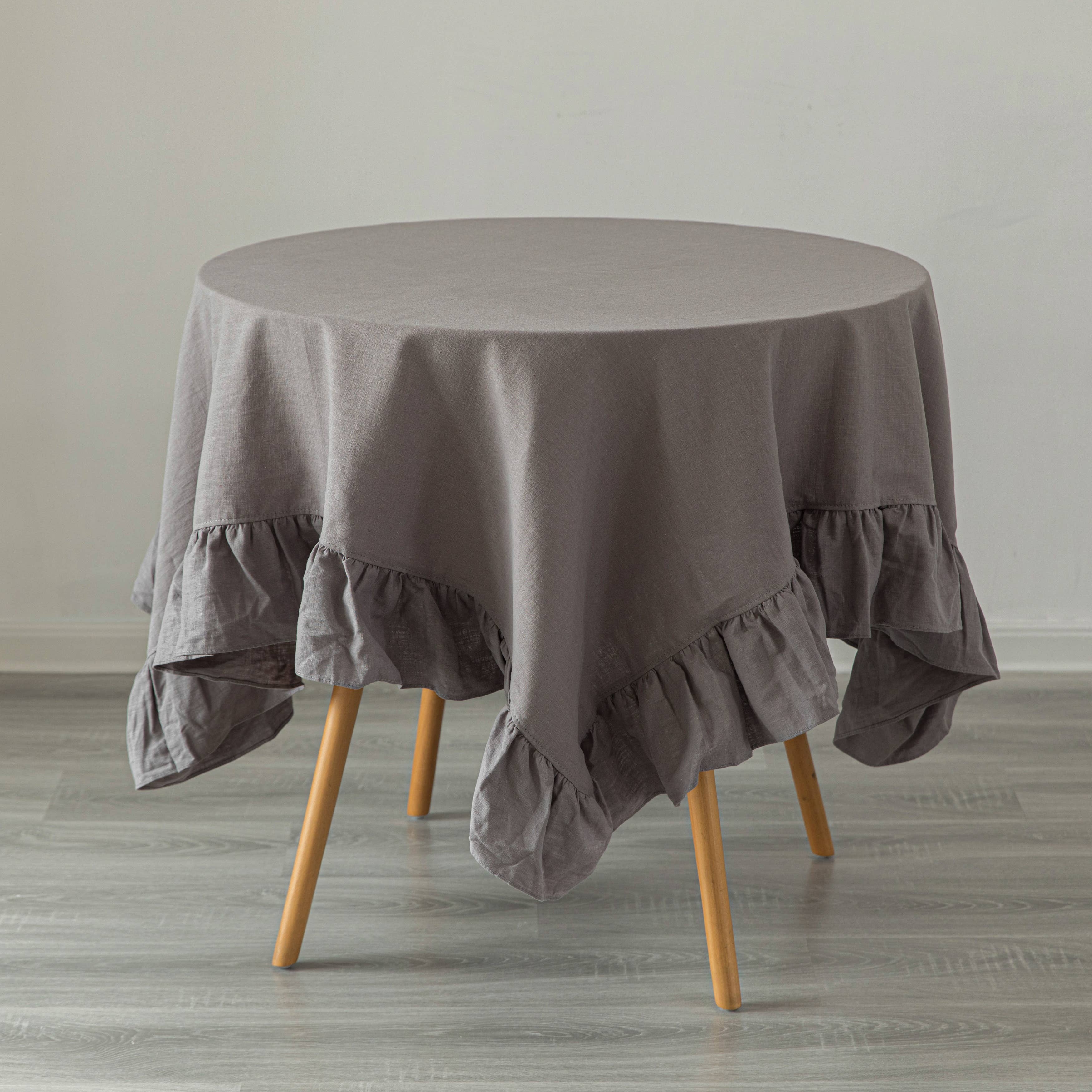 Quickway Imports - Wholesale Tablecloth - Deerlux 100% Pure Linen Washable Tablecloth with Ruffle Trim