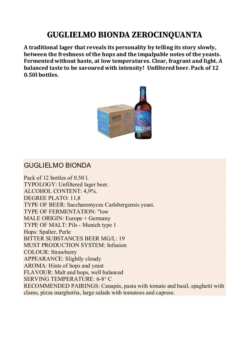 Metina SAS - Wholesale Beer - Guglielmo Theresianer Blonde Beer 50 cl.3